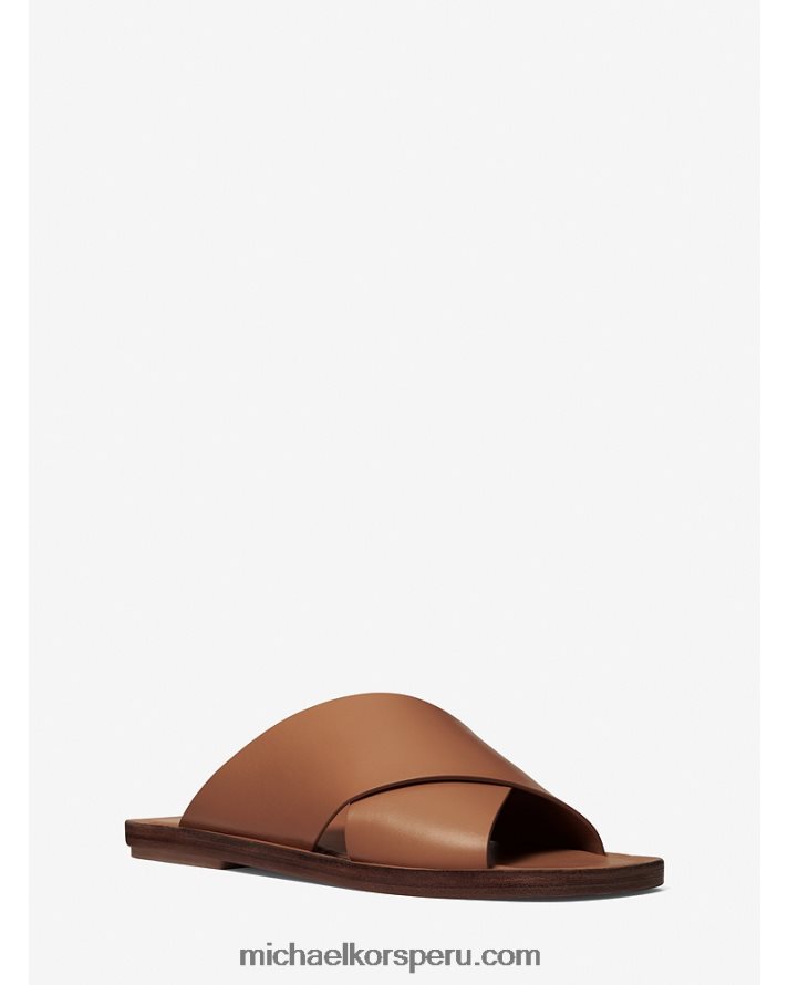 Z48V3869 castaña unisexo Michael Kors chanclas de piel de la colección ruth